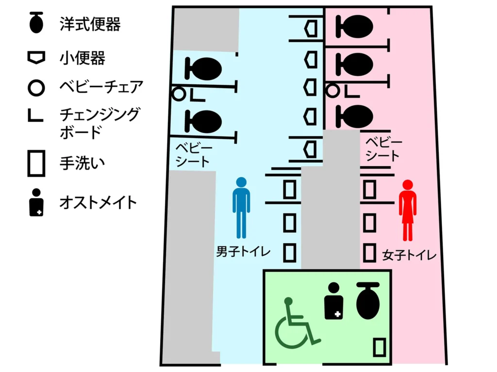 国立競技場外の公衆トイレ 1F Bゲート付近