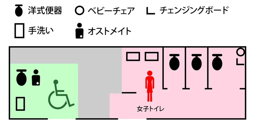 国立競技場外の女性用・車椅子用トイレ 1F Gゲート(青山門)付近