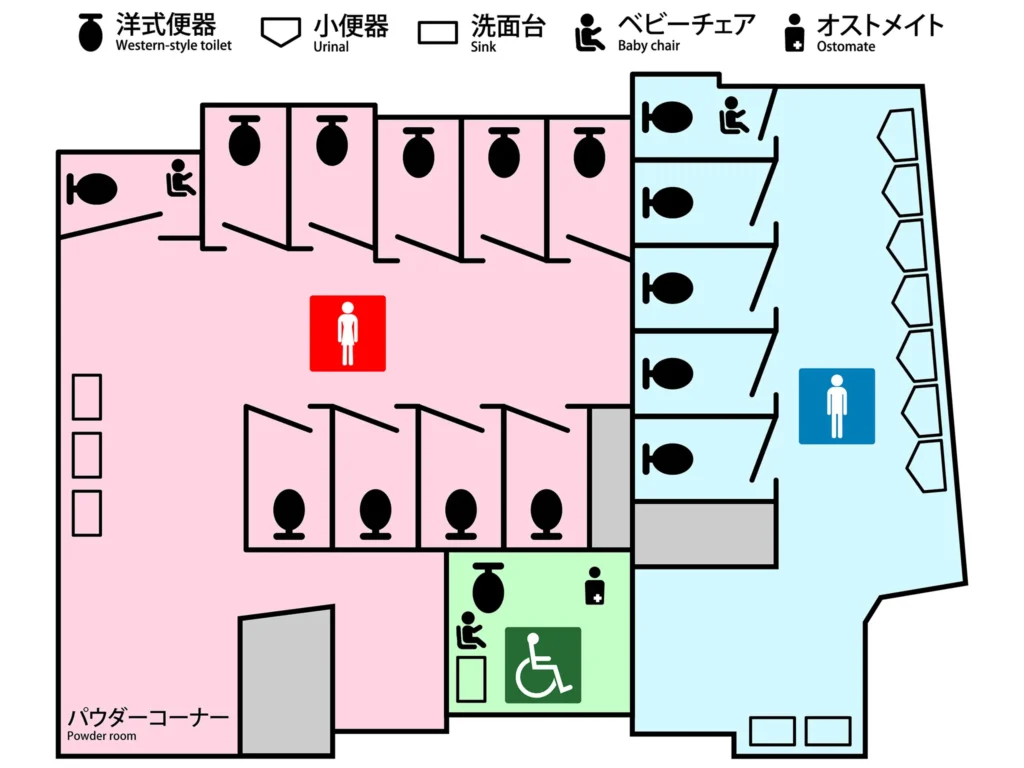 五反田駅改札内の公衆トイレ案内図