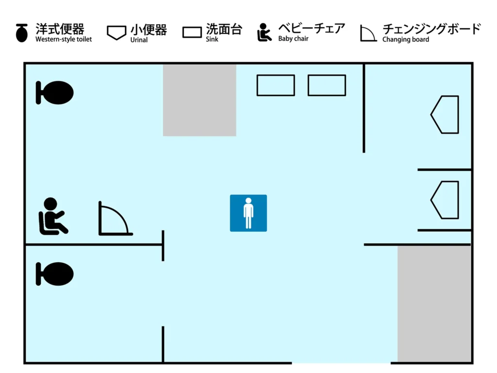 国立競技場外の男性用トイレ 1F Gゲート(青山門)付近