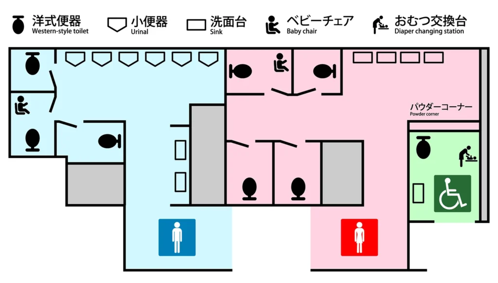 高円寺駅構内の公衆トイレ案内図
