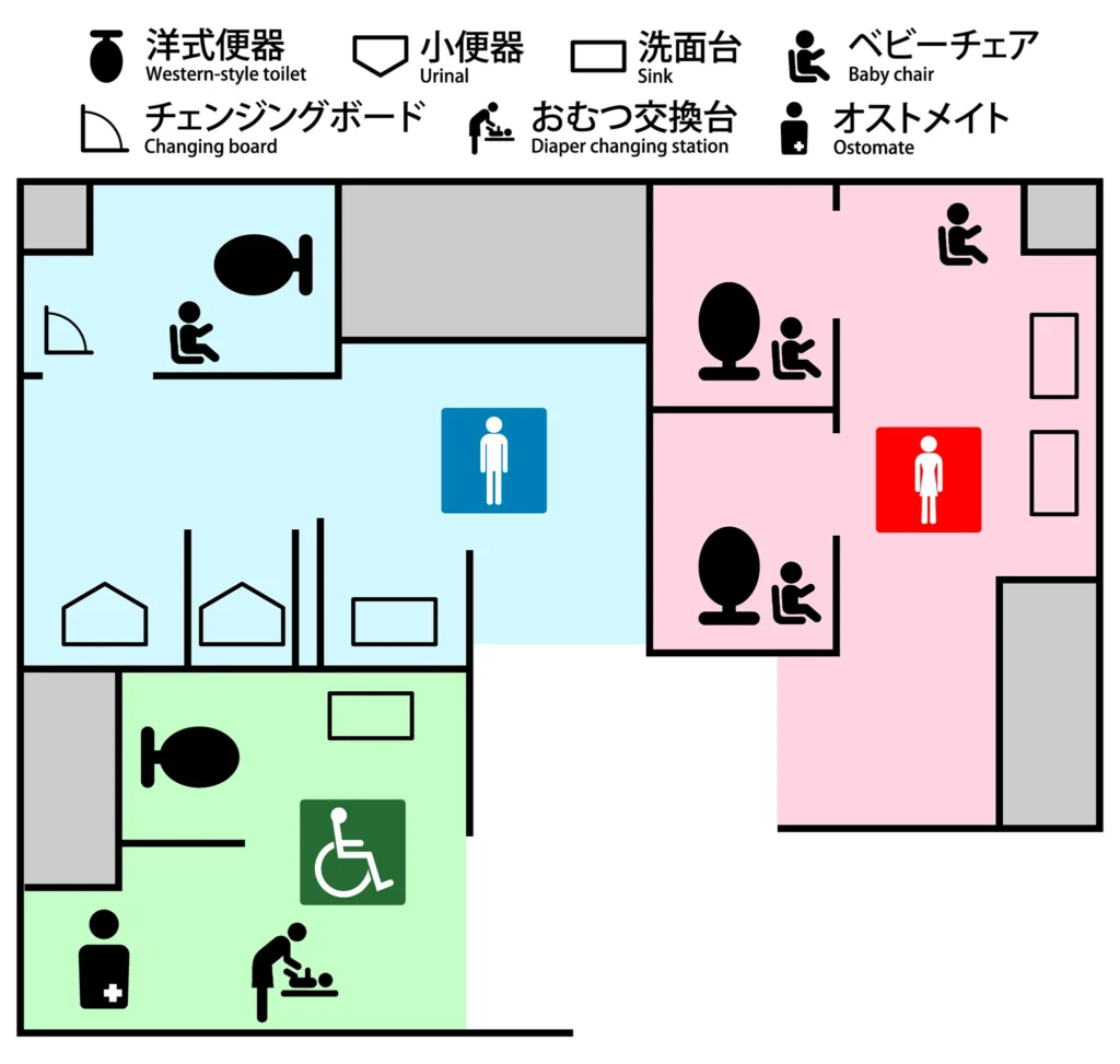 西馬込駅西改札構内のトイレ案内図