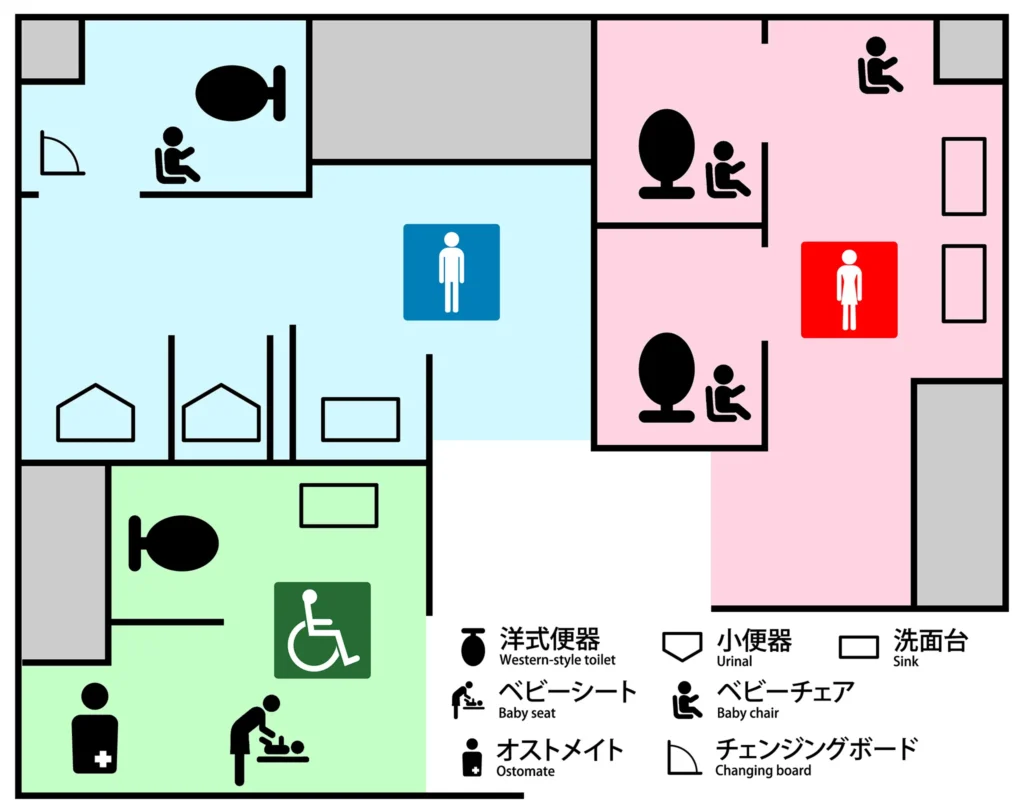 西馬込駅 西口改札内のトイレ案内図