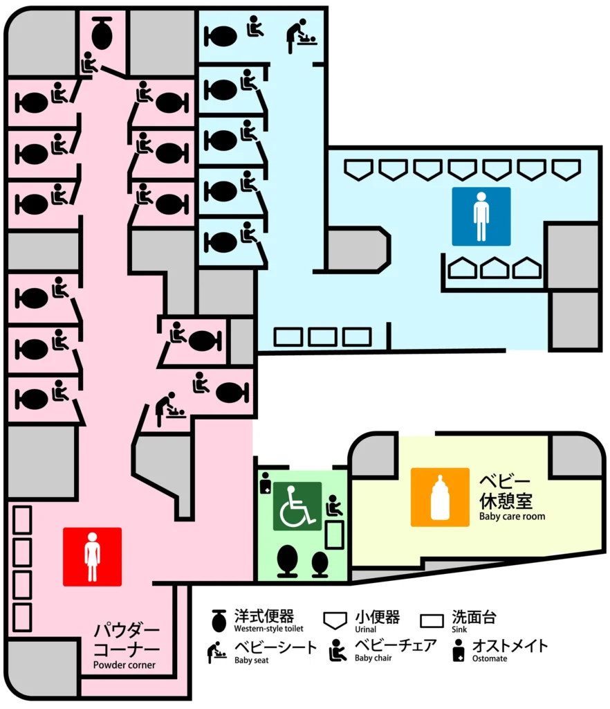 東京駅 新幹線北のりかえ口改札内のトイレ案内図