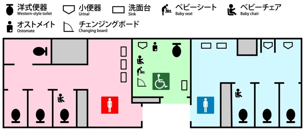 中日ビル1階 トイレ案内図