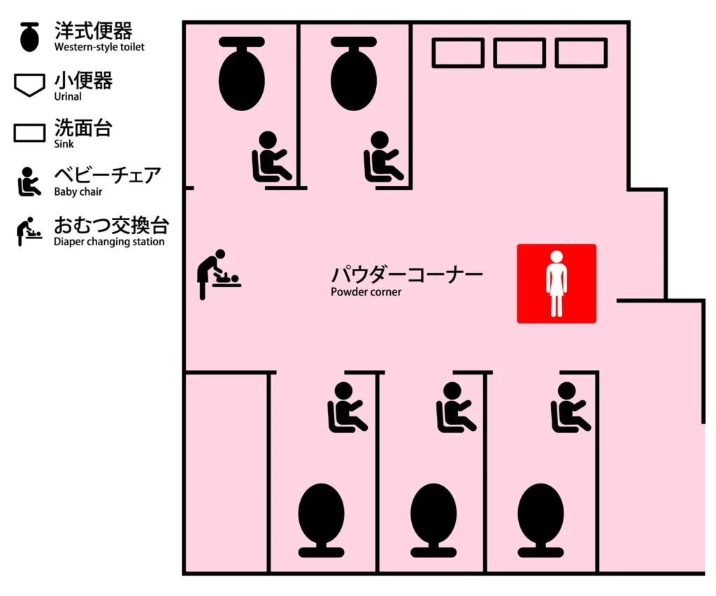 セントラルパークの女性用トイレ案内図