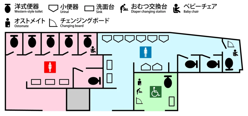 JR水道橋駅東口のトイレ案内図