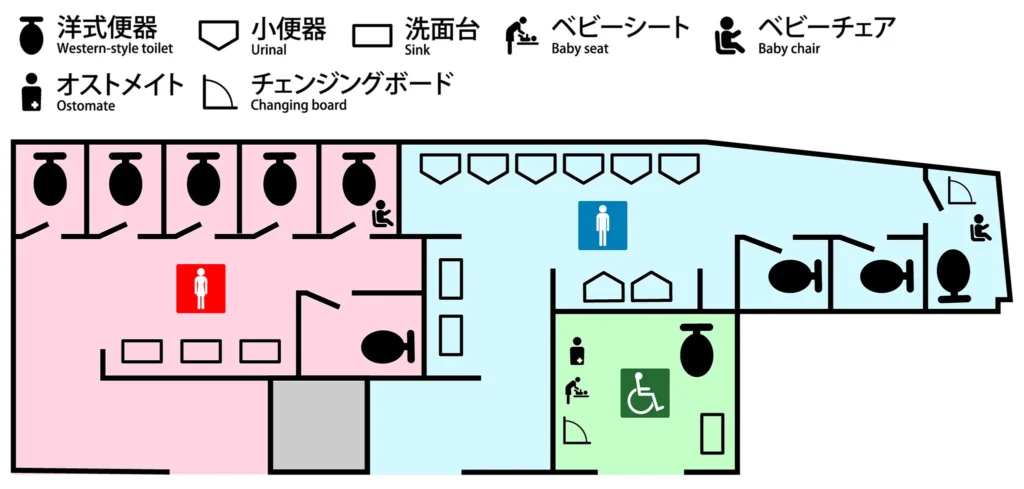 JR水道橋駅東口のトイレ案内図