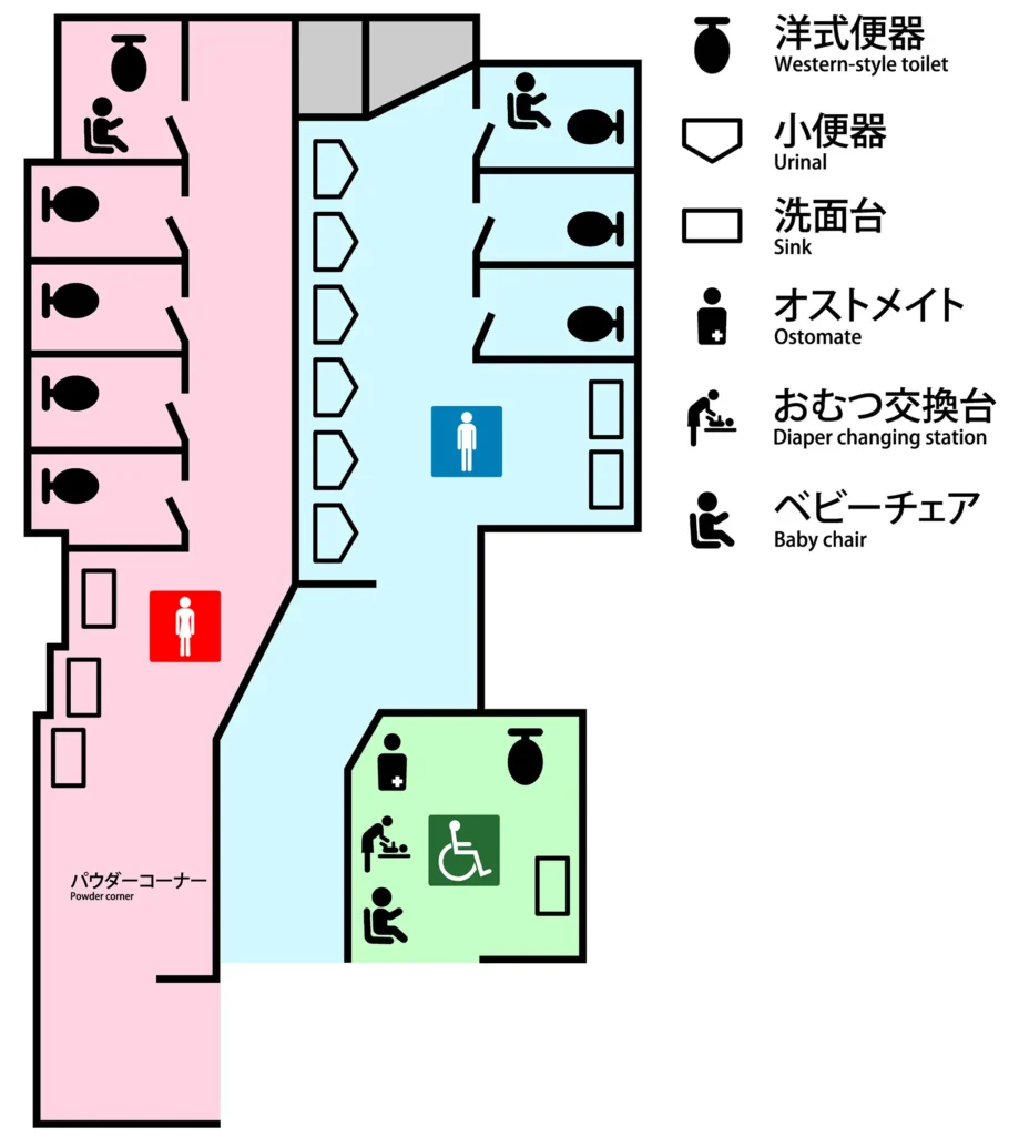 JR水道橋駅西口のトイレ案内図