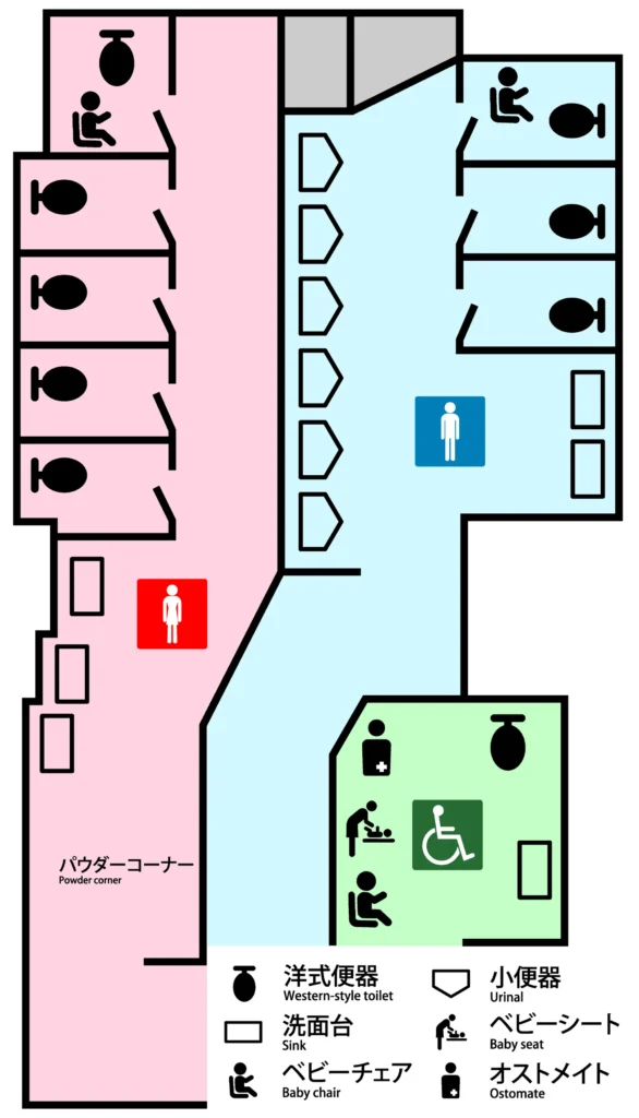 JR水道橋駅西口のトイレ案内図