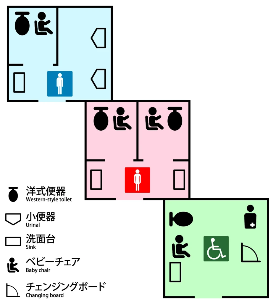 後楽橋際公衆トイレ案内図