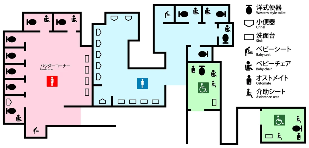 京王井の頭線 渋谷駅中央口改札内トイレ案内図