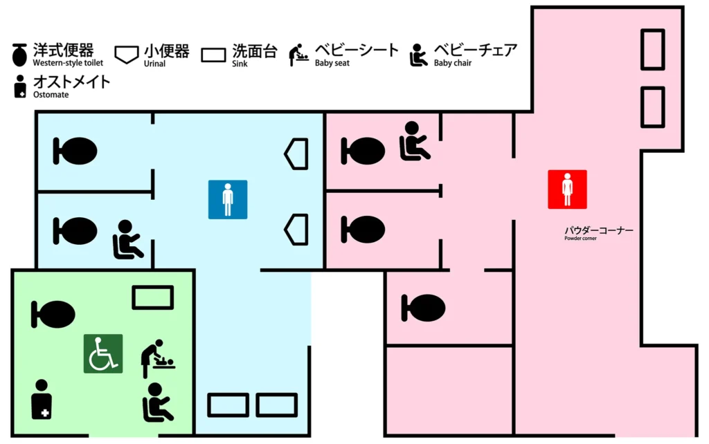 名古屋駅 バスターミナル横のトイレ案内図