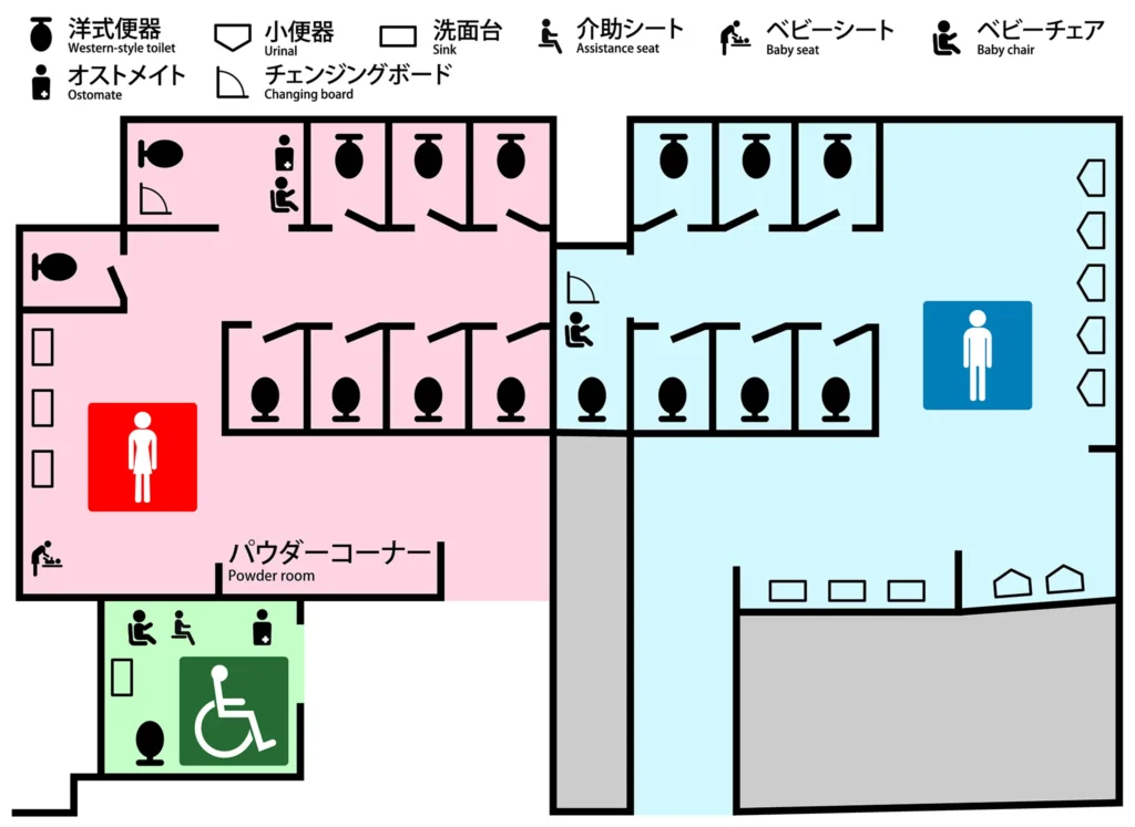 JR渋谷駅1階 南改札のトイレ案内図