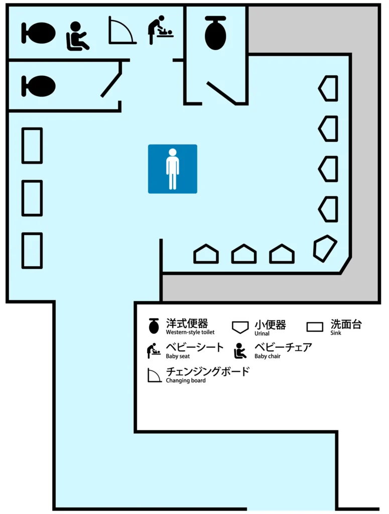 JR渋谷駅 ハチ公改札内男性用トイレ案内図