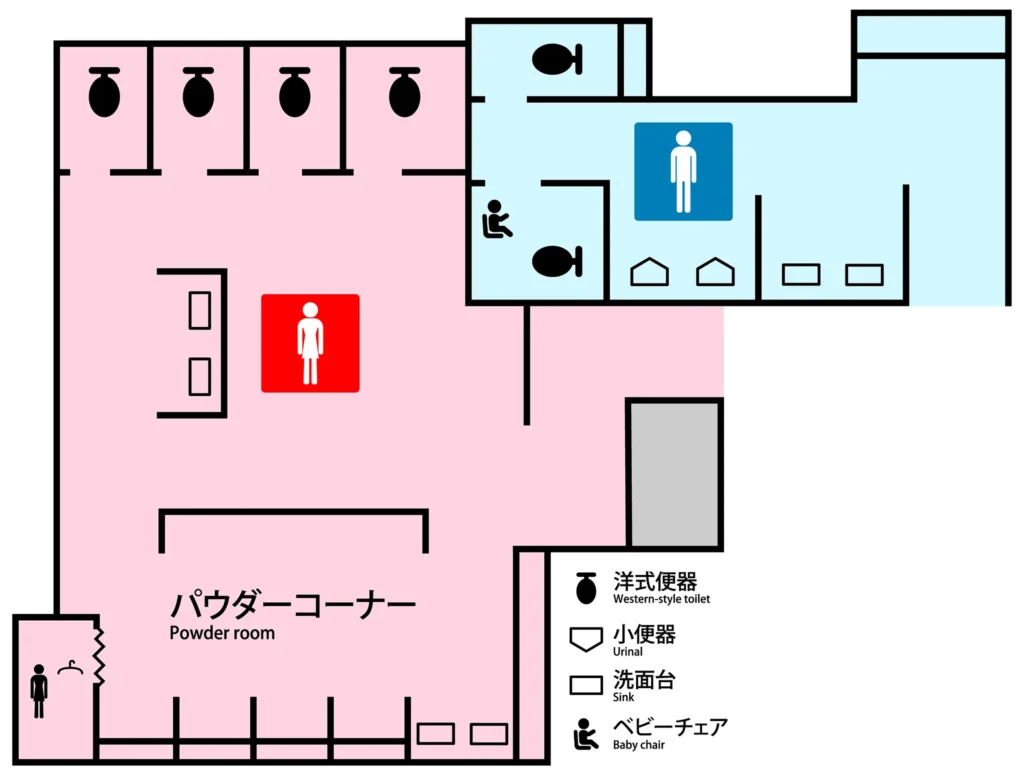 新宿マルイ 本館5階のトイレ案内図