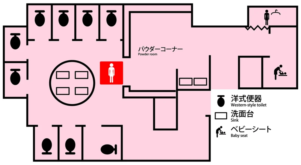 新宿マルイ本館 3階の女性用トイレ案内図