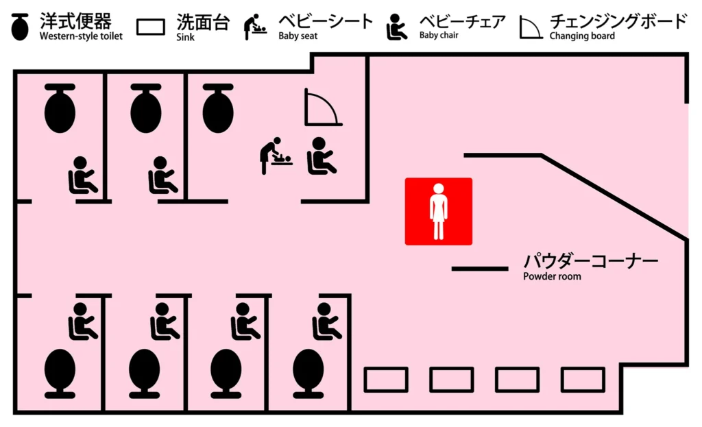 新宿高島屋 11階のパウダールーム案内図