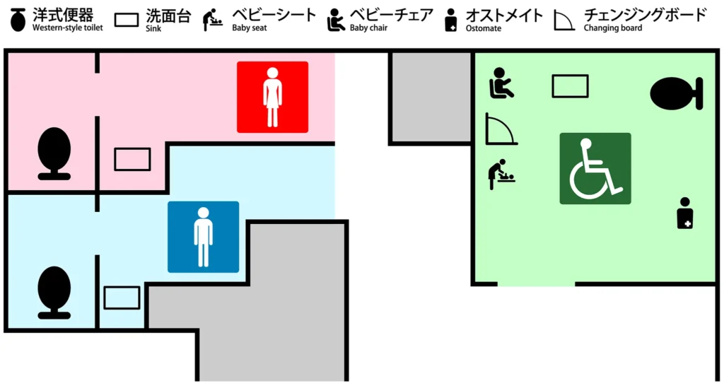 銀座線渋谷駅 ヒカリエ方面改札内のトイレ案内図