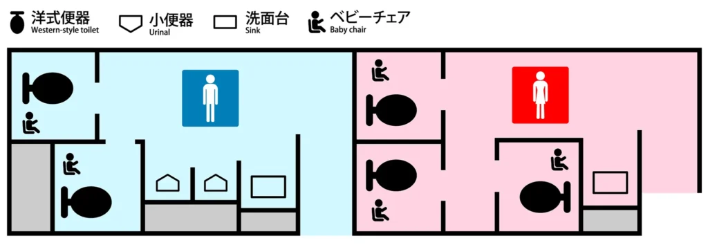 銀座線渋谷駅 スクランブルスクエア方面改札内のトイレ案内図