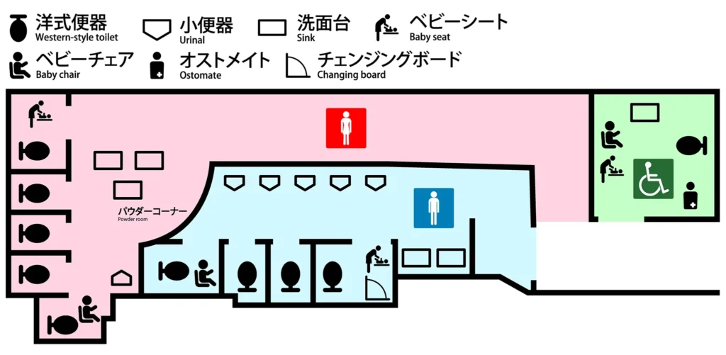 渋谷駅地下2階 道玄坂改札内トイレ案内図