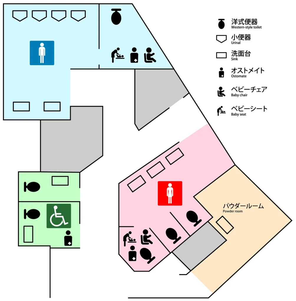 渋谷駅東口地下広場のパウダールーム案内図