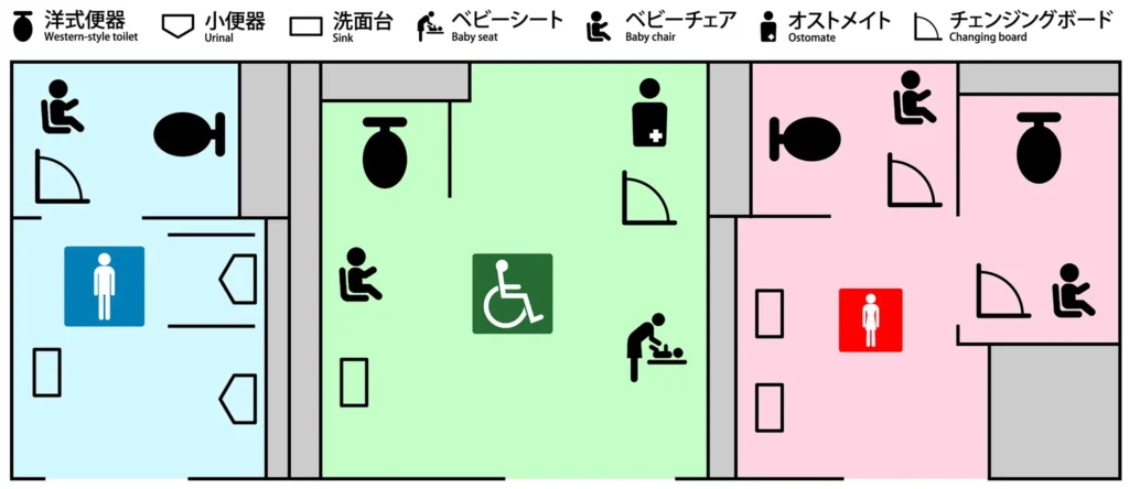九段坂公園公衆トイレ案内図