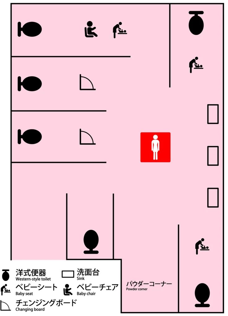 名古屋駅 うまいもん通り太閤通口の女性用トイレ案内図