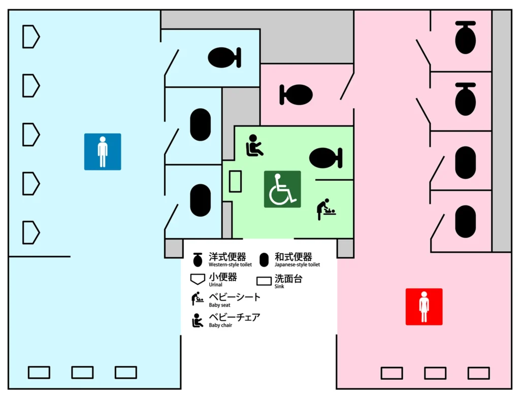 犬山駅東口のバリアフリートイレ案内図