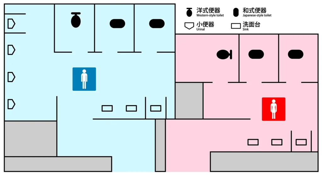 泉岳寺・高輪方面の改札外トイレ案内図