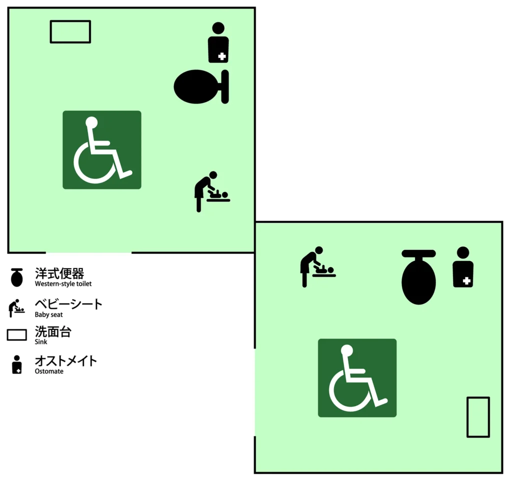 三田・芝浦方面の改札外トイレ案内図