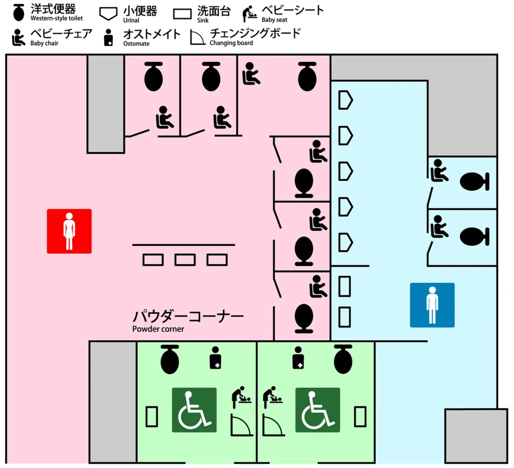 高輪ゲートウェイ駅 南改札内のトイレ案内図