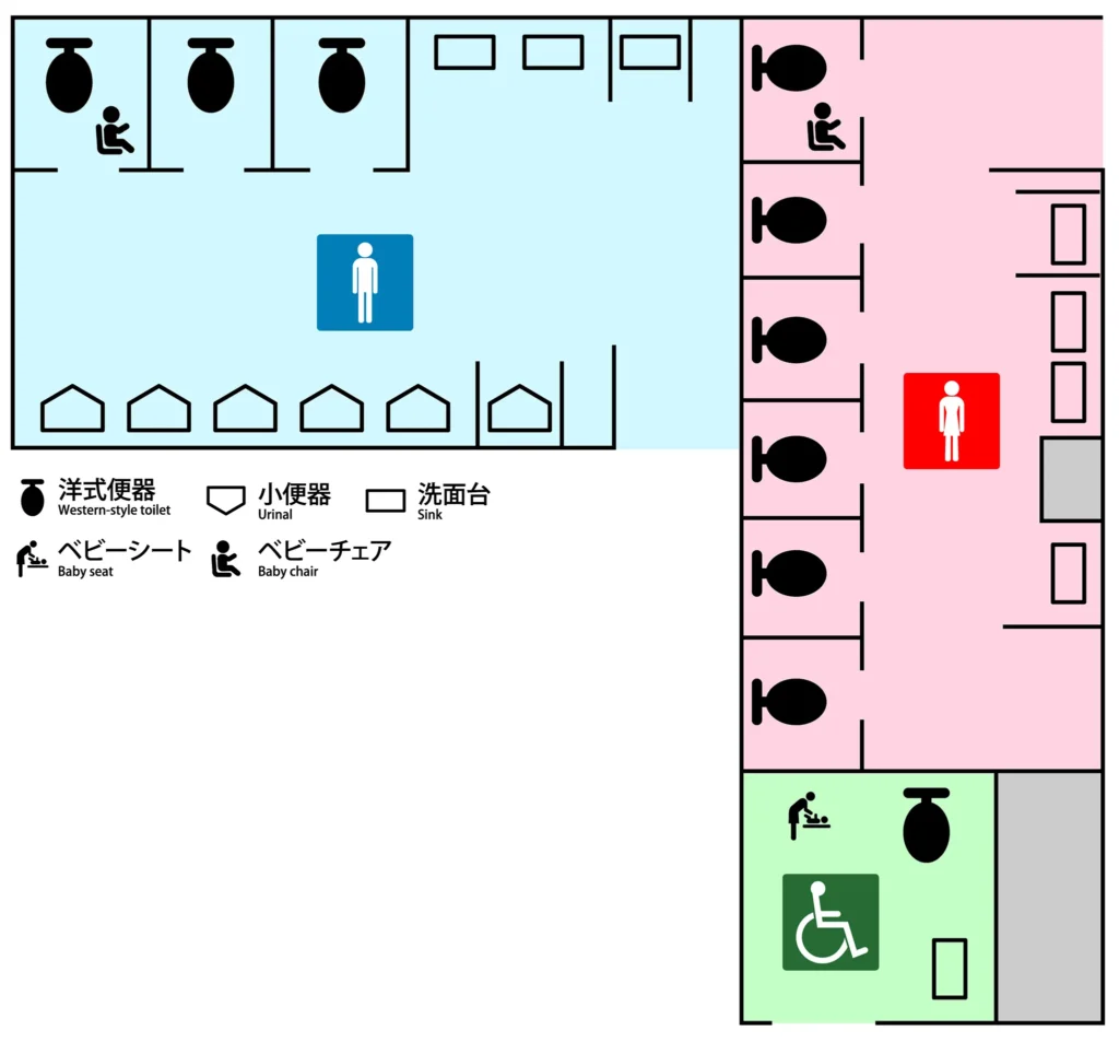 東京メトロ東西線/半蔵門線 九段下駅の改札外トイレ案内図