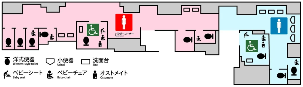 中目黒駅の改札内トイレ案内図