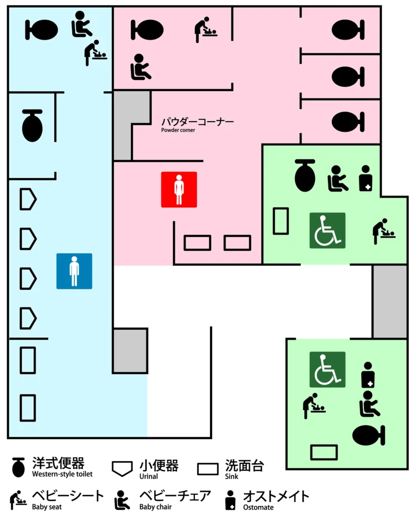 桜新町駅の改札外トイレ案内図