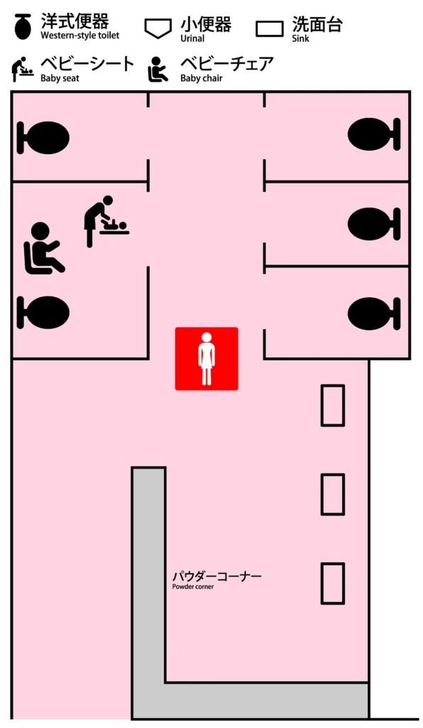 東京ソラマチ30階の女性用トイレ案内図