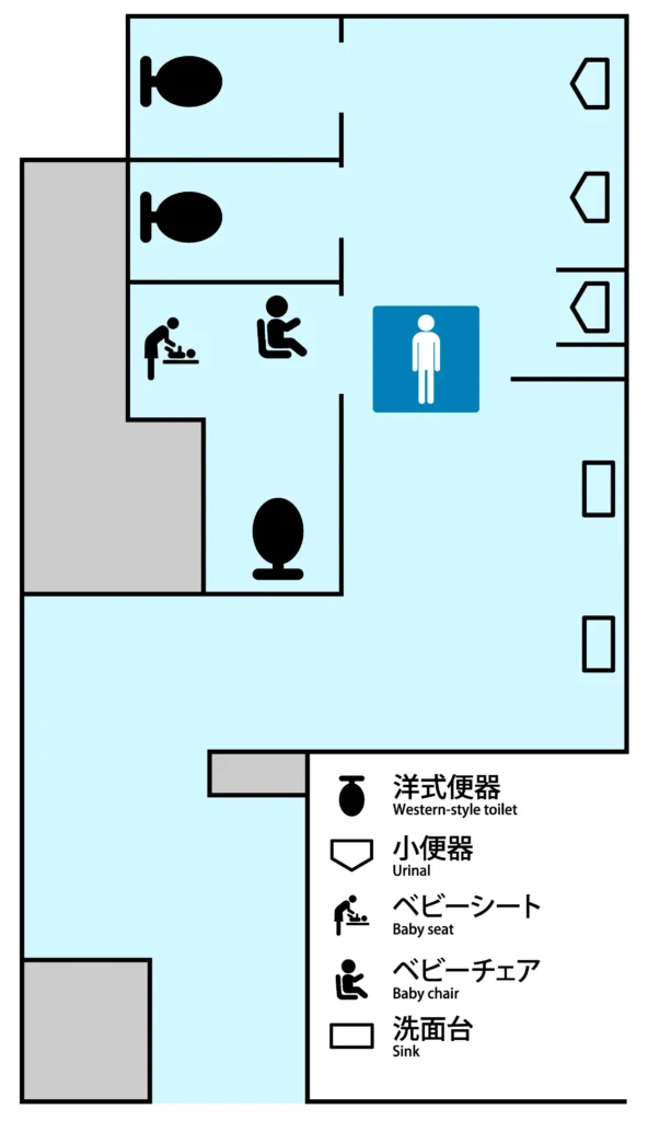 東京ソラマチ30階の男性用トイレ案内図
