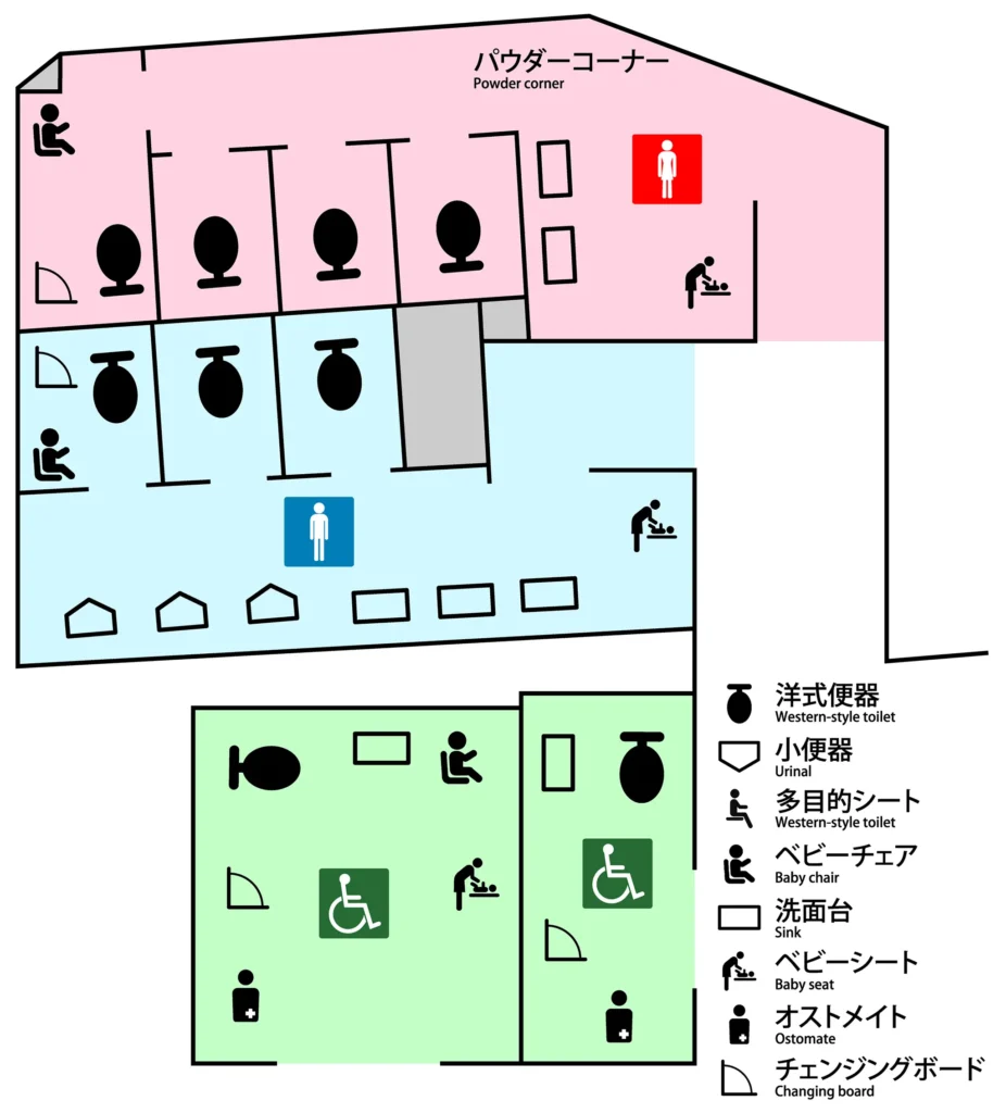 東銀座駅の改札外トイレ案内図