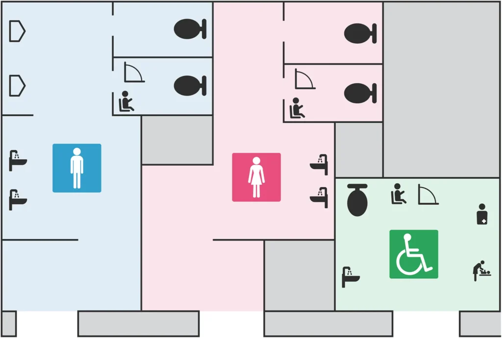 千駄木駅 団子坂方面改札内のトイレ案内図