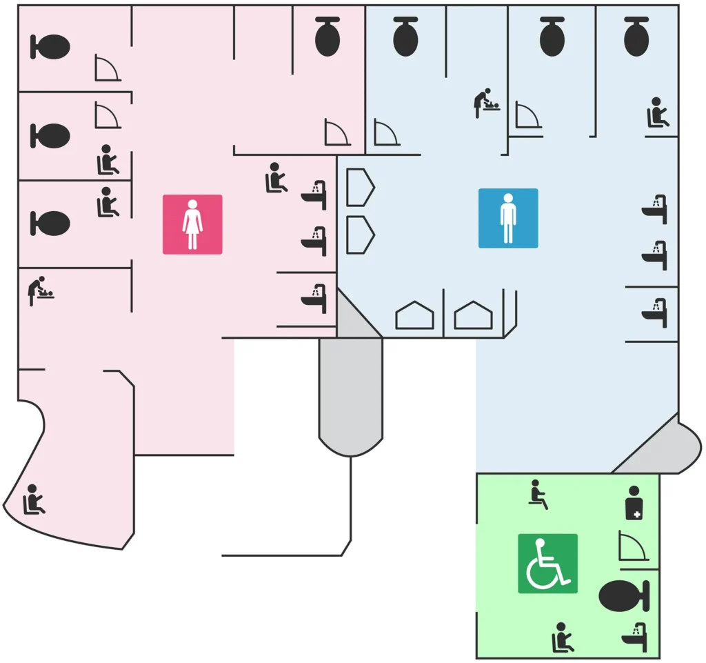 都営浅草線 五反田駅改札外のトイレ案内図