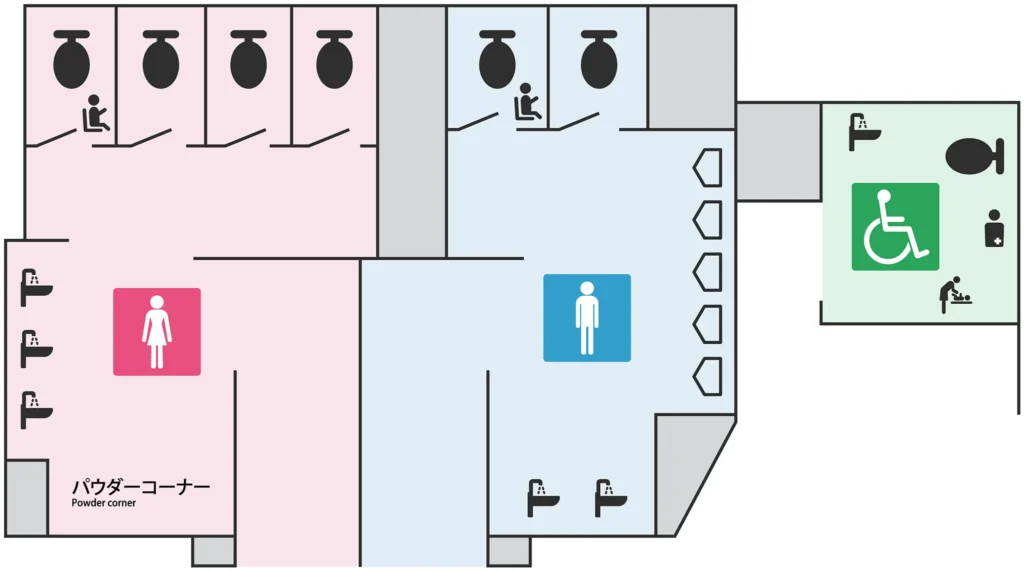 JR市ヶ谷駅の改札内トイレ案内図